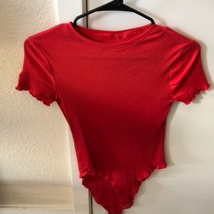 Red short sleeve body suit
